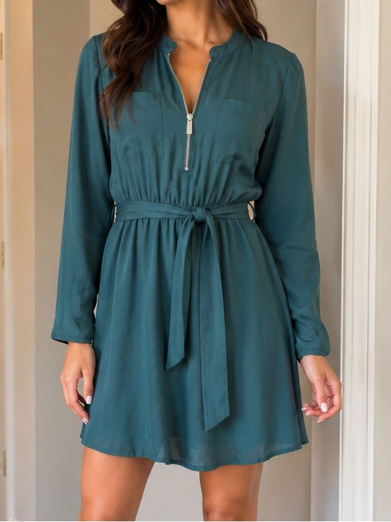 Guess Dresses & Skirts - Guess Teal Long Sleeve Dress with Zipper